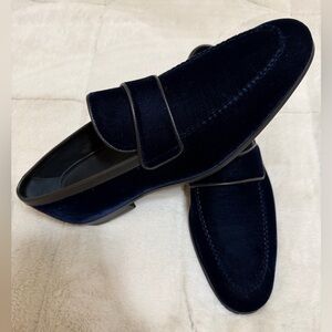 NEW! $550 Magnanni Jasper II For Saks Navy Blue Brushed Velvet Keeper Loafers 11